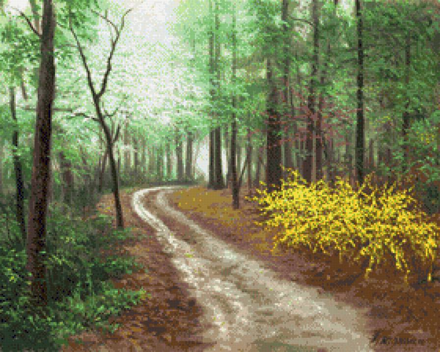 Egidio Antonaccio - las, ziwopis, droga, pejzaz, drzewa - предпросмотр