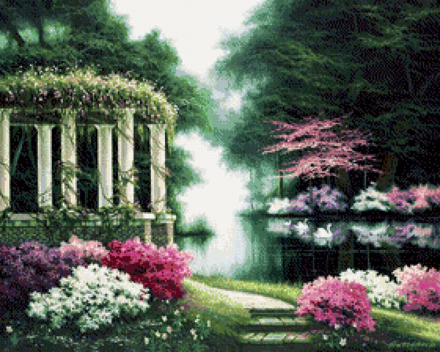 Egidio Antonaccio - park, kwiaty, drzewa, ziwopis - предпросмотр