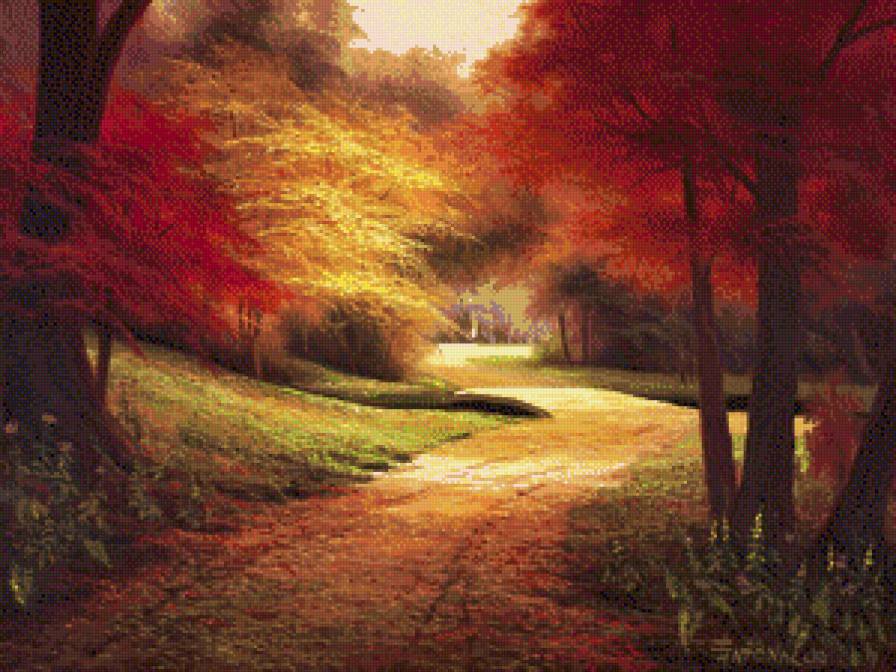 Egidio Antonaccio - las, ziwopis, pejzaz, droga, jesien - предпросмотр