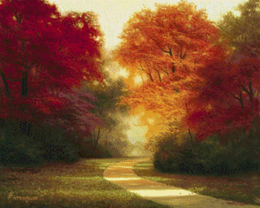 Egidio Antonaccio - jesien, droga, park, ziwopis, pejzaz - предпросмотр