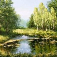 Схема вышивки «лесное озеро»