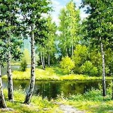 Схема вышивки «лесное озеро»