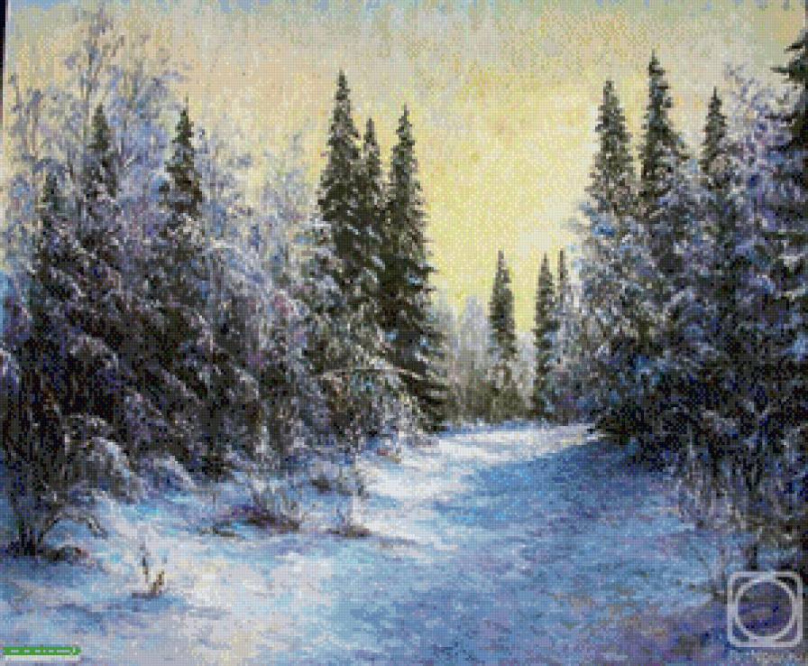 зимний лес В.Контуриев - елки, пейзаж, природа, зима, сугроб, снег, лес - предпросмотр