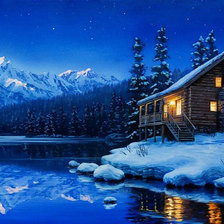 Схема вышивки «Домик у реки»