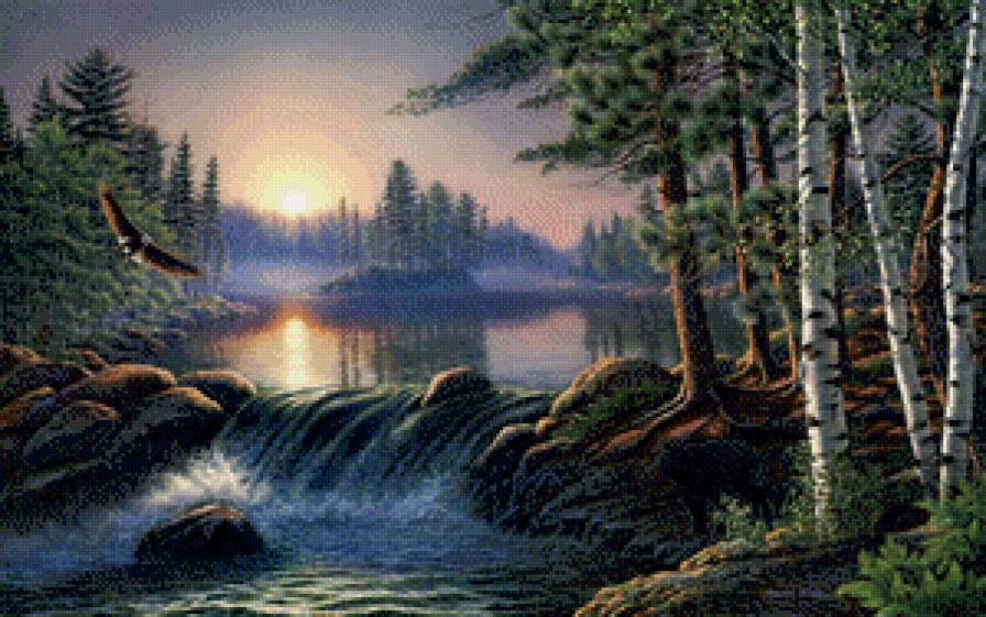 Лесная река - лес, река, пейзаж - предпросмотр