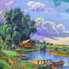 Схема вышивки «виктор цыганов у реки»