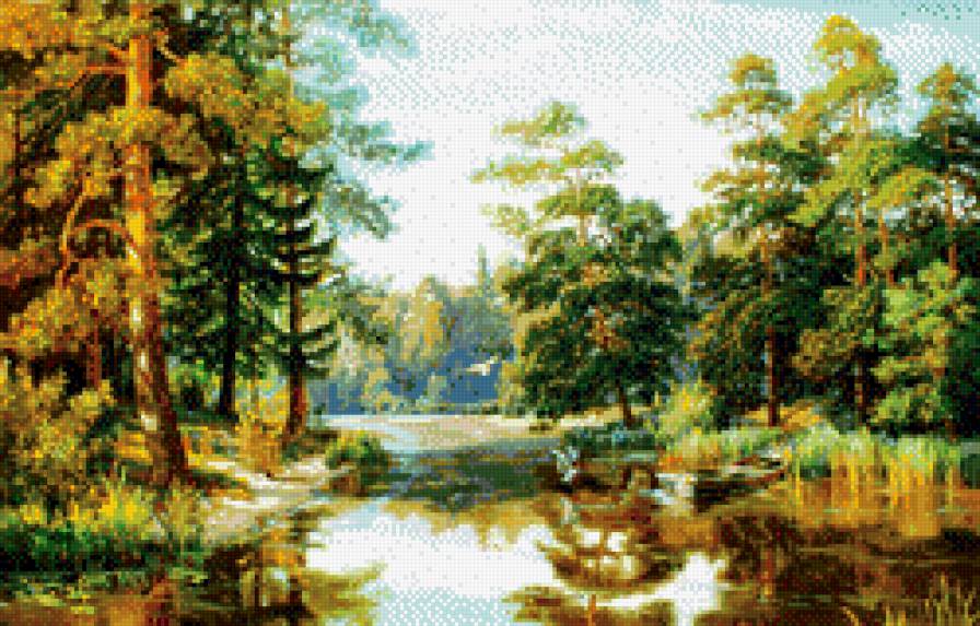 лесное озеро - пейзаж, лес, природа, озеро - предпросмотр