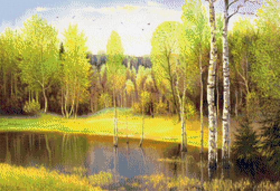 лесное озеро - озеро, лес, пейзаж, природа - предпросмотр