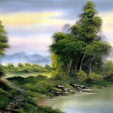 Схема вышивки «лесное озеро»