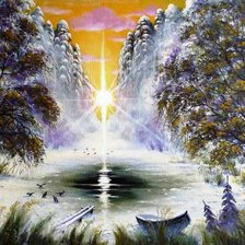 Схема вышивки «лесное озеро»