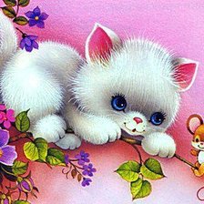 Схема вышивки «Котенок и мышонок»