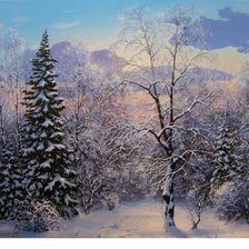 Схема вышивки «зимний лес и горы»