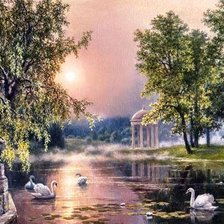 Схема вышивки «лебединое озеро»