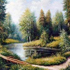 Схема вышивки «лесное озеро»