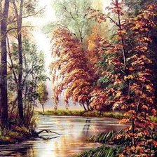 Схема вышивки «лесное озеро»