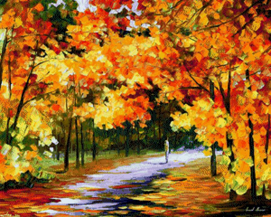 леонид Афремов в солнечных лучах - картины, картина, пейзаж - предпросмотр