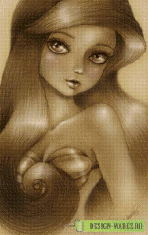 Русалочка - русалка, монохром, детская, девушка, сказка - предпросмотр