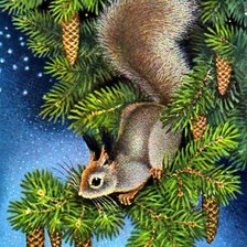 Схема вышивки «Белочка на ветке»