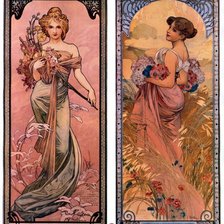 Схема вышивки «худ.Альфонс Муха Диптих Два сезона»