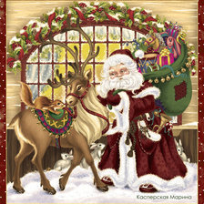 Схема вышивки «дед мороз у окна»