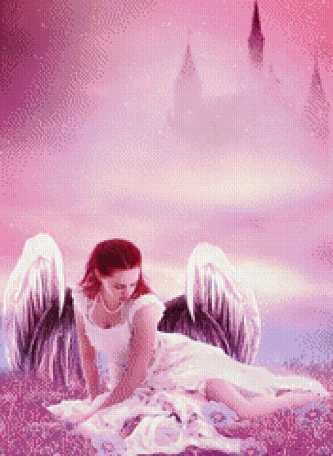 словно в сказке - девушка, замок, ангел - предпросмотр