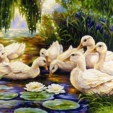 Схема вышивки «утки на озере»