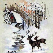 Схема вышивки «лесной домик»