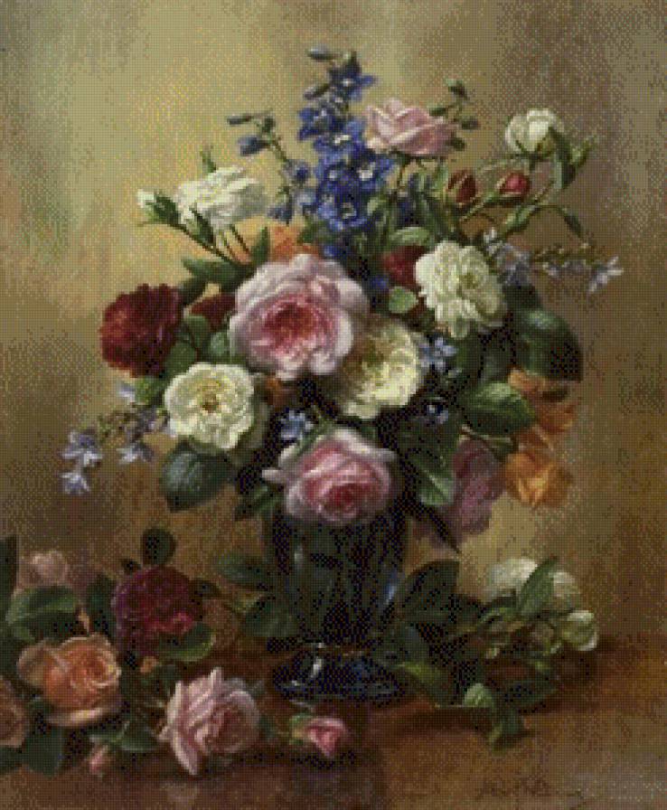 Roses and Larkspur - предпросмотр