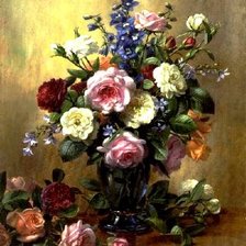 Схема вышивки «Roses and Larkspur»