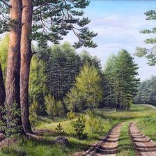 Схема вышивки «лесная дорога»