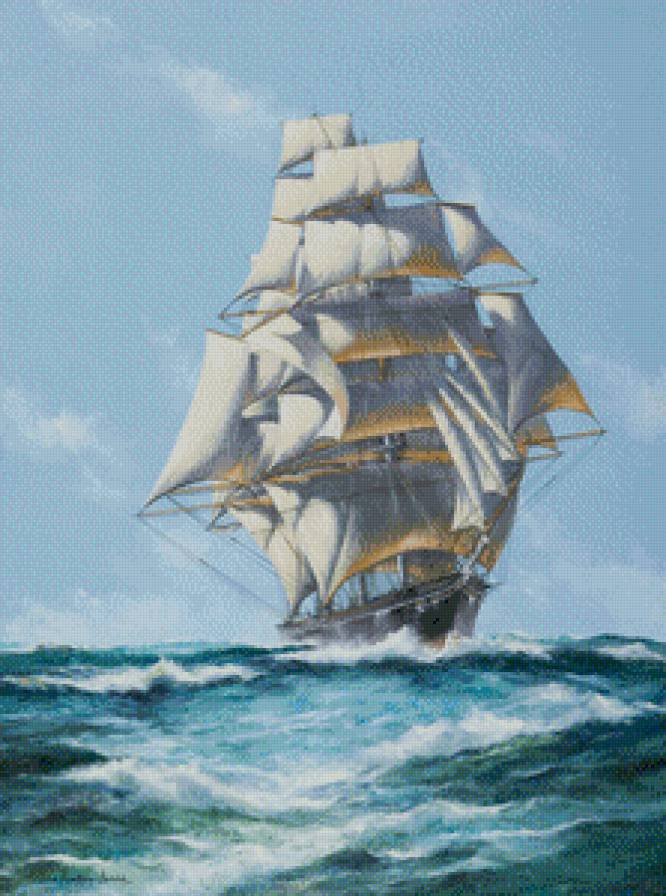 картина - парусник, море - предпросмотр