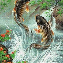 Схема вышивки «Карпы прыгуны»