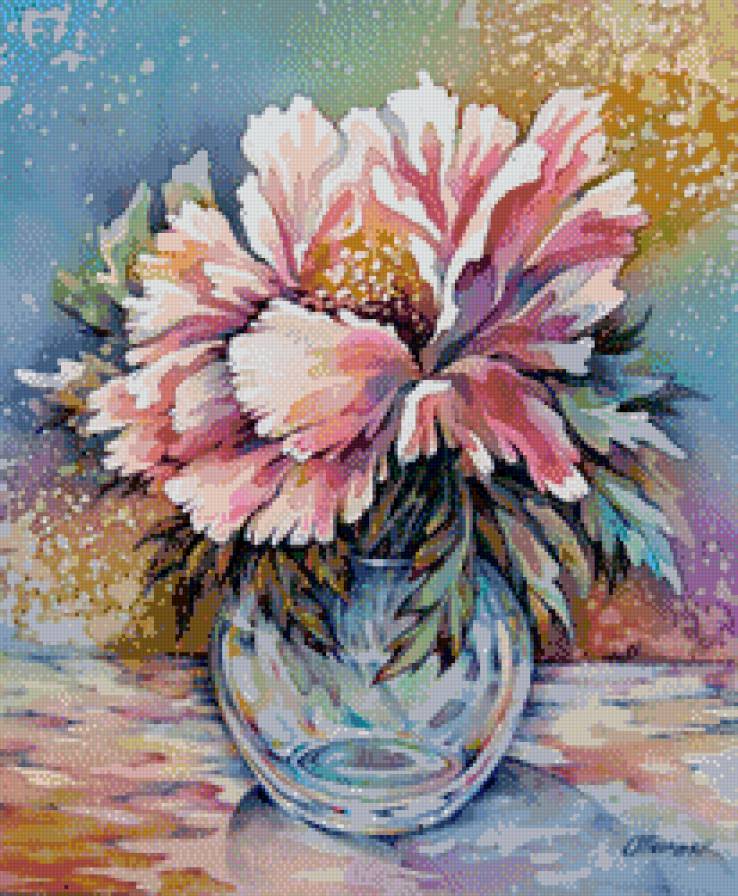 Розовый пион - цветы, натюрморт - предпросмотр