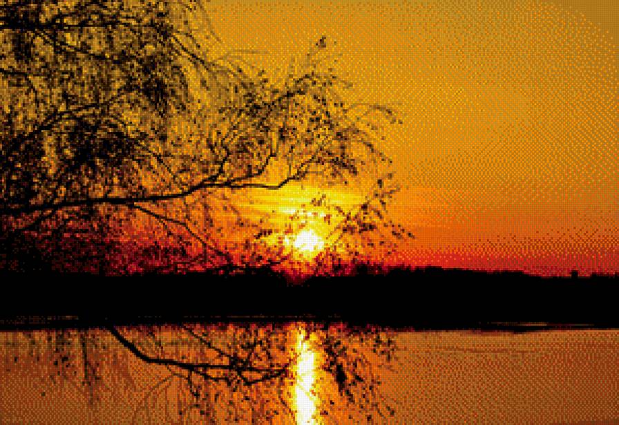 закат - река, закат, природа - предпросмотр