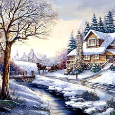 Схема вышивки «Рождественский пейзаж»