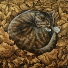 Схема вышивки «осений кот»