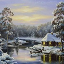 Схема вышивки «домик в лесу»