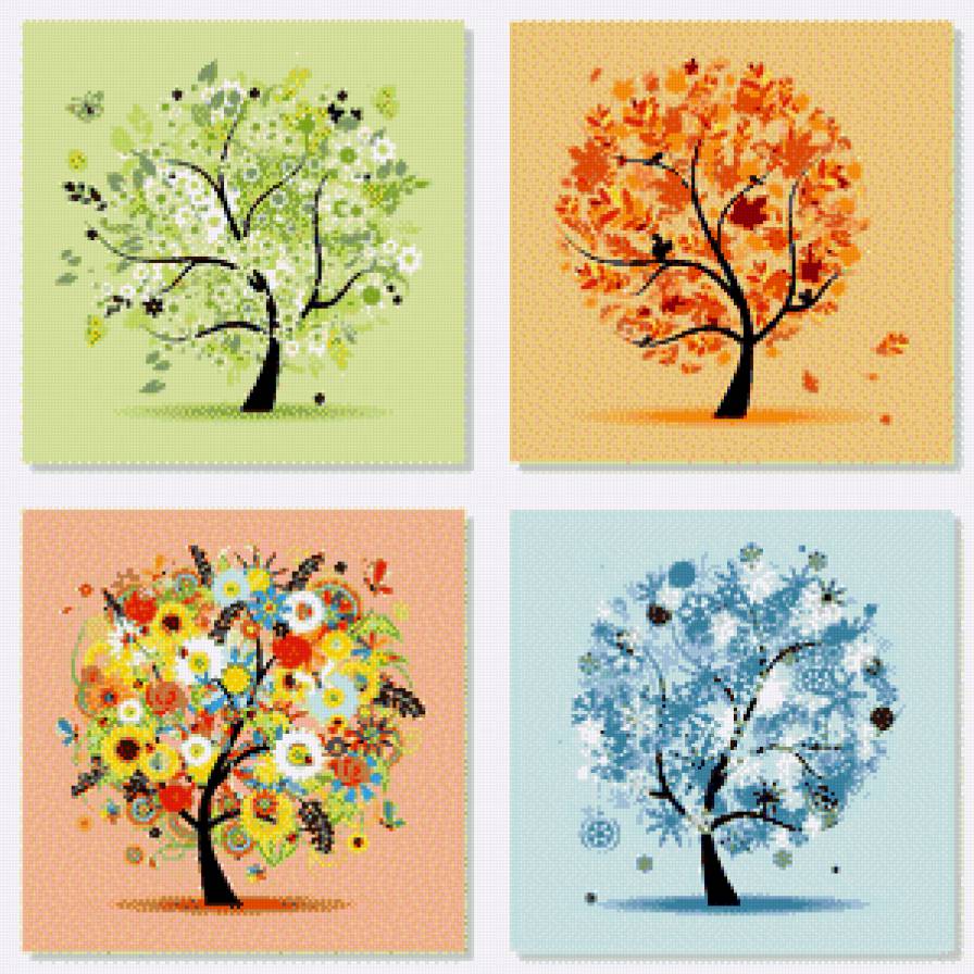 Времена года - полтптих - предпросмотр