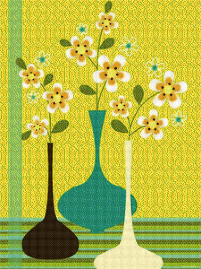 триптих цветы в вазах ч.1 - картины, триптих, картина - предпросмотр