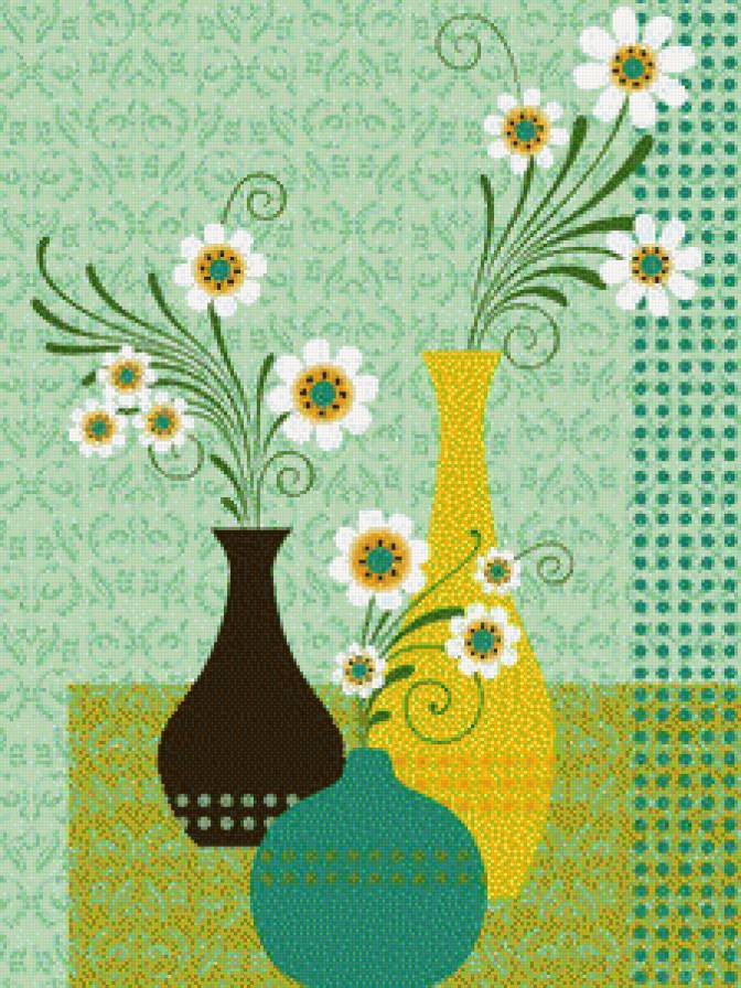 триптих цветы в вазах ч.2 - картины, триптих, картина - предпросмотр