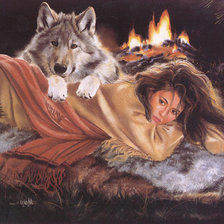 Схема вышивки «с другом у костра»