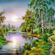 Схема вышивки «виктор цыганов у озера»