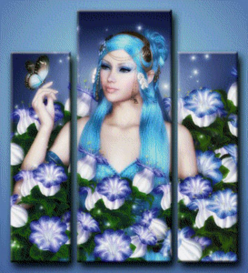 триптих прекрасная фея - полиптих, картины, триптих, картина - предпросмотр