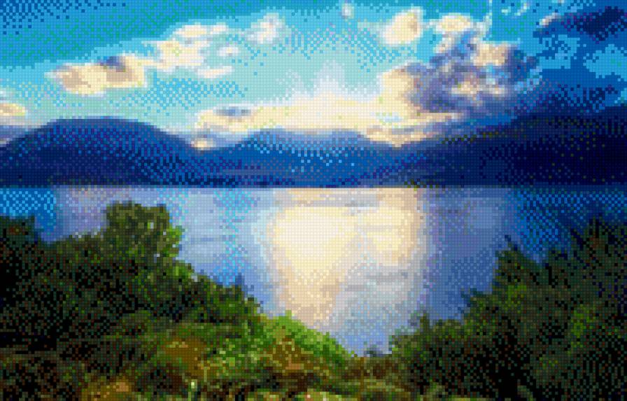 Закат у реки - предпросмотр