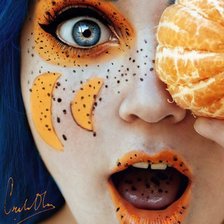 Схема вышивки «Серия - девушки с фруктами. Мандарин.»