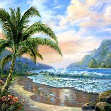 Схема вышивки «Пальма на берегу»