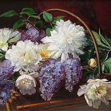 Схема вышивки «сирень и пионы букет»