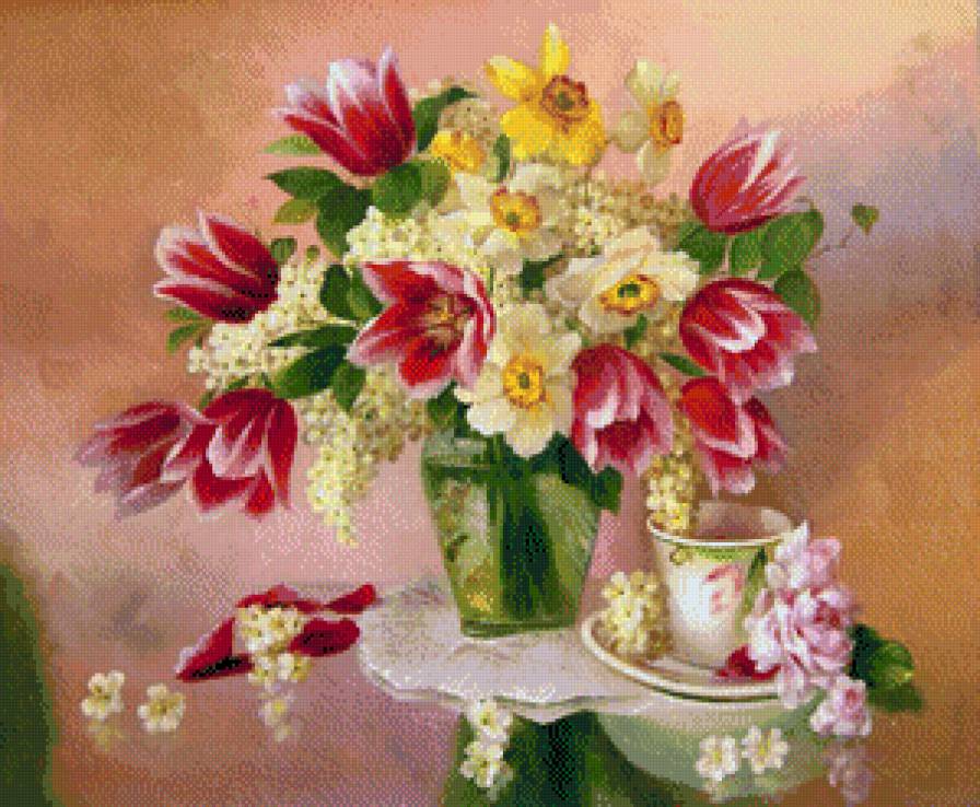 весенний натюрморт - картины, цветы, картина, натюрморт - предпросмотр