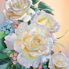 Схема вышивки «букет розы и незабудки»