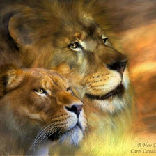 Схема вышивки «лев и львица»